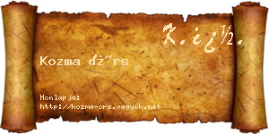 Kozma Örs névjegykártya