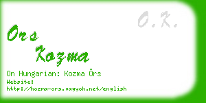 ors kozma business card